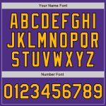 Personalized Purple Black Pinstripe Gold Two-Button Unisex Softball Jersey Team Custom Name and Number
