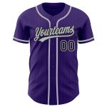 Personalized Purple Black Pinstripe Gray Authentic Baseball Jersey Team Custom Name and Number