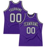 Personalized Purple Black Pinstripe Gray Authentic Basketball Jersey Team Custom Name and Number