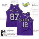 Personalized Purple Black Pinstripe Gray Authentic Basketball Jersey Team Custom Name and Number