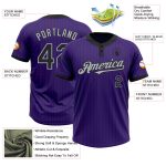 Personalized Purple Black Pinstripe Gray Two-Button Unisex Softball Jersey Team Custom Name and Number