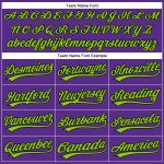 Personalized Purple Black Pinstripe Neon Green Authentic Baseball Jersey Team Custom Name and Number