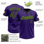 Personalized Purple Black Pinstripe Neon Green Two-Button Unisex Softball Jersey Team Custom Name and Number