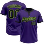 Personalized Purple Black Pinstripe Neon Green Two-Button Unisex Softball Jersey Team Custom Name and Number