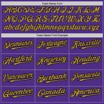 Personalized Purple Black Pinstripe Old Gold Two-Button Unisex Softball Jersey Team Custom Name and Number