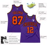 Personalized Purple Black Pinstripe Orange Authentic Basketball Jersey Team Custom Name and Number