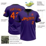 Personalized Purple Black Pinstripe Orange Two-Button Unisex Softball Jersey Team Custom Name and Number