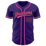 Personalized Purple Black Pinstripe Pink Authentic Baseball Jersey Team Custom Name and Number