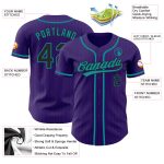 Personalized Purple Black Pinstripe Teal Authentic Baseball Jersey Team Custom Name and Number