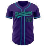 Personalized Purple Black Pinstripe Teal Authentic Baseball Jersey Team Custom Name and Number