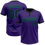 Personalized Purple Black Pinstripe Teal Two-Button Unisex Softball Jersey Team Custom Name and Number
