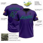 Personalized Purple Black Pinstripe Teal Two-Button Unisex Softball Jersey Team Custom Name and Number