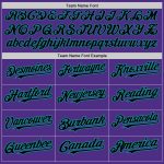 Personalized Purple Black Pinstripe Teal Two-Button Unisex Softball Jersey Team Custom Name and Number