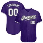 Personalized Purple Black Pinstripe White-Gray Authentic Baseball Jersey Team Custom Name and Number
