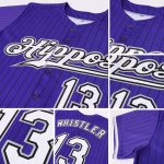 Personalized Purple Black Pinstripe White-Gray Authentic Baseball Jersey Team Custom Name and Number