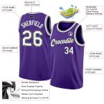 Personalized Purple Black Pinstripe White-Gray Authentic Basketball Jersey Team Custom Name and Number