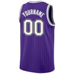 Personalized Purple Black Pinstripe White-Gray Authentic Basketball Jersey Team Custom Name and Number