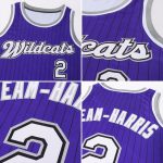Personalized Purple Black Pinstripe White-Gray Authentic Basketball Jersey Team Custom Name and Number