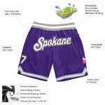 Personalized Purple Black Pinstripe White-Gray Authentic Basketball Shorts Team Custom Name and Number