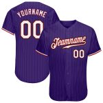 Personalized Purple Black Pinstripe White-Red Authentic Baseball Jersey Team Custom Name and Number