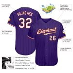 Personalized Purple Black Pinstripe White-Red Authentic Baseball Jersey Team Custom Name and Number