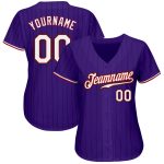 Personalized Purple Black Pinstripe White-Red Authentic Baseball Jersey Team Custom Name and Number