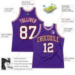 Personalized Purple Black Pinstripe White-Red Authentic Basketball Jersey