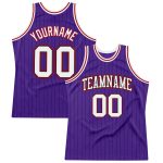 Personalized Purple Black Pinstripe White-Red Authentic Basketball Jersey