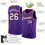 Personalized Purple Black Pinstripe White-Red Authentic Basketball Jersey Team Custom Name and Number