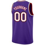 Personalized Purple Black Pinstripe White-Red Authentic Basketball Jersey Team Custom Name and Number