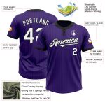 Personalized Purple Black Pinstripe White Two-Button Unisex Softball Jersey Team Custom Name and Number