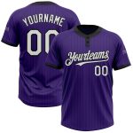 Personalized Purple Black Pinstripe White Two-Button Unisex Softball Jersey Team Custom Name and Number