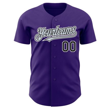 Personalized Purple Black Silver-White Authentic Baseball Jersey Team Custom Name and Number