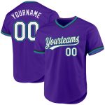 Personalized Purple Black-Teal Authentic Throwback Baseball Jersey Team Custom Name and Number