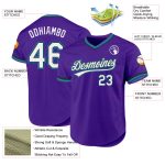 Personalized Purple Black-Teal Authentic Throwback Baseball Jersey Team Custom Name and Number
