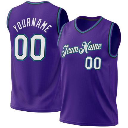 Personalized Purple Black-Teal Authentic Throwback Basketball Jersey Team Custom Name and Number