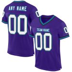 Personalized Purple Black-Teal Mesh Authentic Throwback Football Jersey Team Custom Name and Number