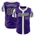 Personalized Purple Black-White 3 Colors Arm Shapes Authentic Baseball Jersey Team Custom Name and Number