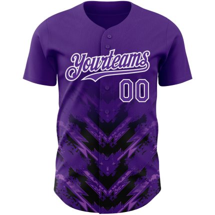 Personalized Purple Black-White 3D Pattern Design Abstract Arrow Authentic Baseball Jersey Team Custom Name and Number
