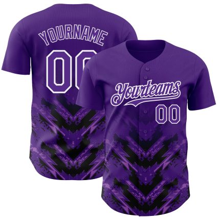Personalized Purple Black-White 3D Pattern Design Abstract Arrow Authentic Baseball Jersey Team Custom Name and Number