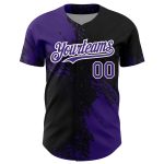 Personalized Purple Black-White 3D Pattern Design Abstract Brush Stroke Authentic Baseball Jersey Team Custom Name and Number