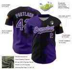 Personalized Purple Black-White 3D Pattern Design Abstract Brush Stroke Authentic Baseball Jersey Team Custom Name and Number