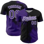 Personalized Purple Black-White 3D Pattern Design Abstract Brush Stroke Authentic Baseball Jersey Team Custom Name and Number