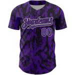 Personalized Purple Black-White 3D Pattern Design Abstract Fluid Authentic Baseball Jersey Team Custom Name and Number