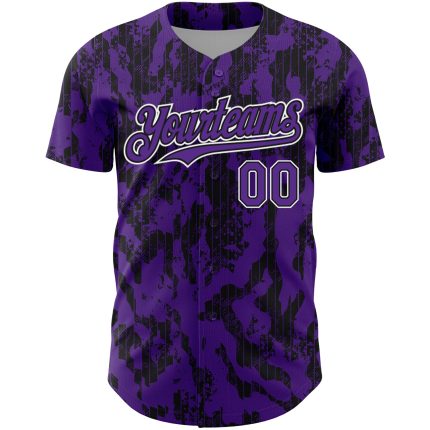 Personalized Purple Black-White 3D Pattern Design Abstract Fluid Authentic Baseball Jersey Team Custom Name and Number