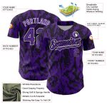 Personalized Purple Black-White 3D Pattern Design Abstract Fluid Authentic Baseball Jersey Team Custom Name and Number