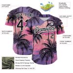 Personalized Purple Black-White 3D Pattern Design Beach Hawaii Palm Trees Authentic Baseball Jersey