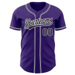 Personalized Purple Black-White Authentic Baseball Jersey