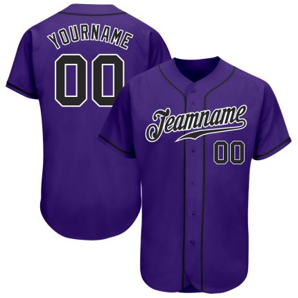 Personalized Purple Black-White Authentic Baseball Jersey Team Custom Name and Number