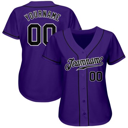 Personalized Purple Black-White Authentic Baseball Jersey Team Custom Name and Number